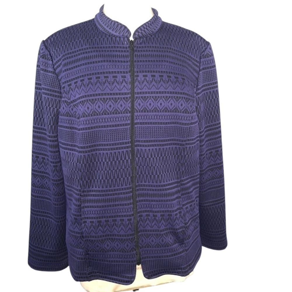 Chico’s purple black textured blazer jacket size Chico’s 2 (L / 12)